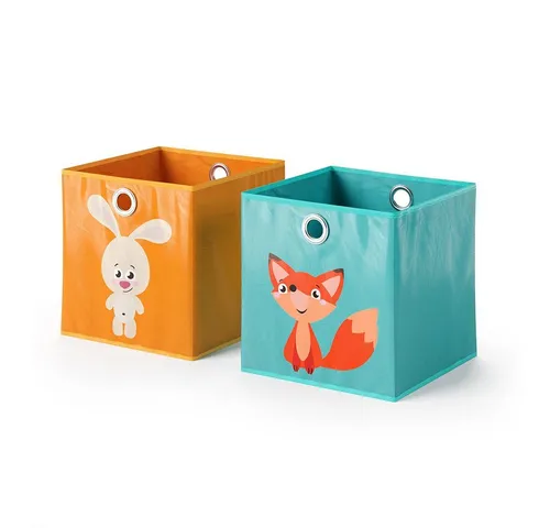 Vicco Faltbox 2er Set, Orange/Blau, 30 x 30 cm - Faltboxen für Kinderzimmer, abwaschbar und ideal zur Aufbewahrung von Spielzeug in buntem Design.