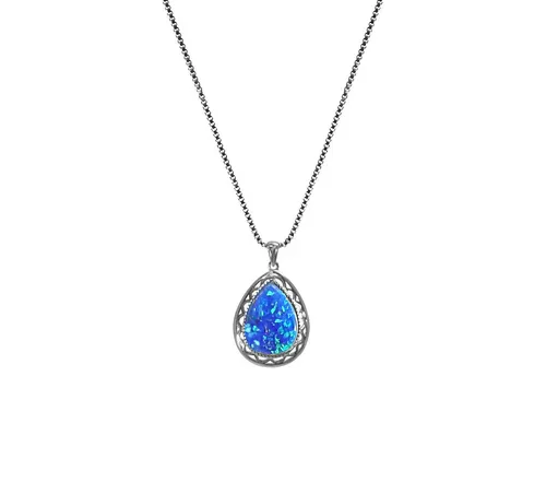 Weißer Opal Tropfen-Halskette aus 925 Sterling Silber - Ketten für Damen – Elegante Halskette mit AAA-Qualitäts-Opal, verstellbar von 40-45 cm, ein ideales Geschenk für besondere Anlässe.