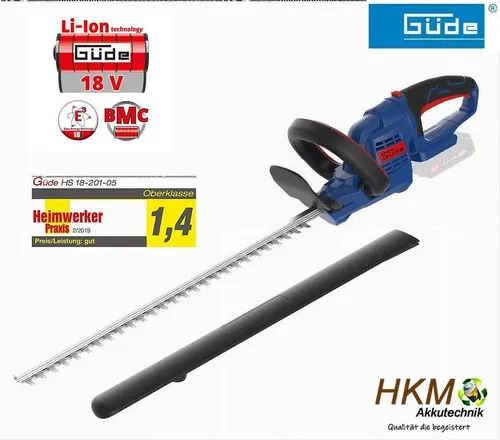 Güde Akku-Heckenschere HS 18-0 18V E³ - Heckenschere mit leistungsstarkem 18V E³ Akkusystem, kompatibel mit Güde Geräten. Mit Sicherheitsfunktionen und drehbarem Handgriff für höchsten Komfort beim Schneiden.