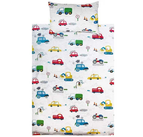 KEAYOO Kinderbettwäsche 100 x 135 - Autos Design - Bettwäsche-Set für Babybetten, 100% Baumwolle, mit bunten Autos für süße Träume und gesunden Schlaf. Atmungsaktiv und pflegeleicht für optimalen Komfort.
