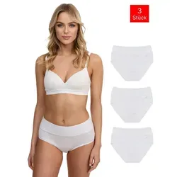 Tazzio Taillenslip 3er-Pack Damen Slip F920 (Packung, 3-St) hoher Bund kaschiert, zeichnet sich nicht ab weiß S