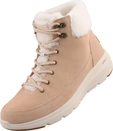 Skechers Glacial Ultra Woodlands Damen Stiefelette Beige EU 41 - Wanderschuhe mit Scotchgard - Wasser- und schmutzabweisendes Obermaterial, atmungsaktive Air-Cooled Goga Mat(TM) Einlegesohle für optimalen Komfort und Rückfederung.