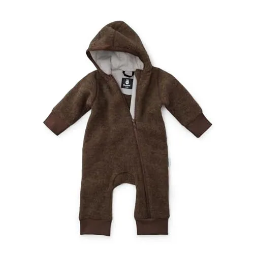 Ehrenkind® Fleeceoverall aus 100% Bio-Merinowolle – Atmungsaktiv & temperaturausgleichend, Baby Overall mit Kapuze, Hellbraun 50/56 - Hochwertiger Baby Overall aus 100% Bio-Merinowolle, ideal für kalte Tage. Atmungsaktiv und temperaturausgleichend, sorgt er für ein angenehmes Tragegefühl. Praktischer Reißverschluss zum einfachen An- und Ausziehen.