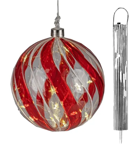 Deko Hänger Glas Kugel Hängekugel LED beleuchtet + Timer Leuchtkugel Lichtkugel