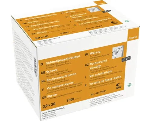 fermacell Schnellbauschraube 3.9 x 30 mm - 1000 Stück - Schrauben für die sichere Befestigung von Gipsfaser-Platten, mit optimierter Gewindegeometrie für schnelles Eindringen und perfekten Halt. Korrosionsgeschützt und ideal für den professionellen Einsatz.