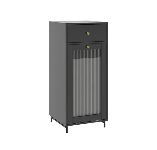 Vicco Midischrank Malte, Grau/Weiß, 40 x 96 cm - Midischrank für das Badezimmer mit modernem Design, ausziehbarer Schublade und viel Stauraum. Ideal zur Kombination mit anderen Artikeln der Kollektion Malte für ein elegantes und ordentliches Bad.