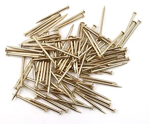 Design61 100x Stahlstifte Stahlnägel Sockelleistenstifte Nagel 1,5 x 25 mm Linsenkopf vermessingt