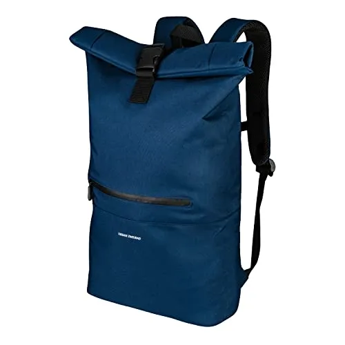 Urban-Zweirad Rucksack Rolltop Hybrid 2.0, blau - Freizeitrucksäcke mit flexiblem Volumen von 31,5 - 40 Litern, aus 18 recycelten PET Flaschen gefertigt, wasserabweisend und mit gepolstertem Laptopfach bis 17 Zoll.