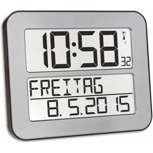 TFA Dostmann Timeline Max Funk-Wanduhr in silber von TFA Dostmann