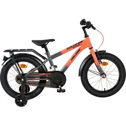 Volare Thombike Kinderfahrrad - Jungen - 16 Zoll - Orange-Grau - Das 16-Zoll Kinderfahrrad in Orange mit grauen Details bietet Sicherheit und Komfort für junge Radfahrer. Mit höhenverstellbarem Lenker und Sattel, abnehmbaren Stützrädern und zuverlässigen Bremsen für ein sicheres Fahrerlebnis.
