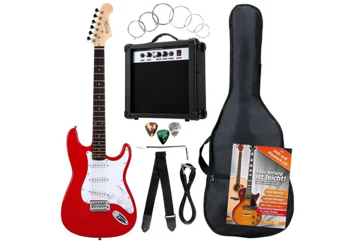 Rocktile E-Gitarre Banger's Pack - Komplettset mit Verstärker - E-Gitarren Komplettset für Einsteiger, inkl. Verstärker, Tasche und Gitarrenschule. Ideal für Rock bis Jazz mit vielseitigen Soundmöglichkeiten und Kopfhörerausgang für geräuschloses Üben.