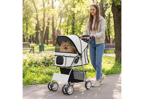 PawHut Faltbarer Hundebuggy für kleine Hunde bis 10kg, Grau