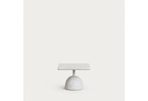 Natur24 Gartentisch Saura Couchtisch 48 x 48 x 35 cm Terrazzo Weiß