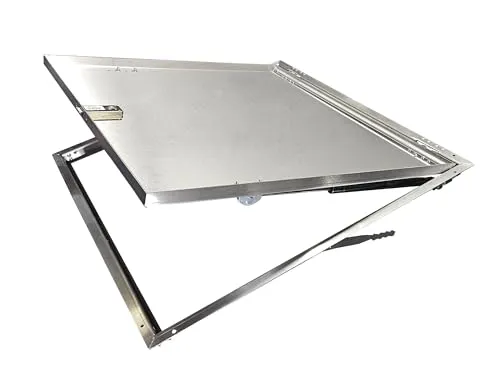 Edelstahl Schachtabdeckung 500x500 - Rostfreier Gullideckel A15 EN124 - Begehbare Schachtabdeckung aus rostfreiem Edelstahl, ideal für Pflasterungen, mit 2 Stoßdämpfern für erhöhte Sicherheit.