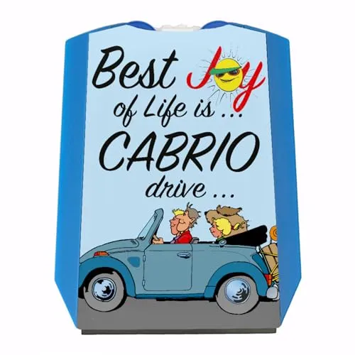 speecheese Best Joy of Life is Cabrio Drive Parkscheibe in blau mit 2 Einkaufswagenchips Eiskratzer Wasserabstreifer und Einkaufswagen-Chips Cabriofahrer parken Autofahrer Parkplatz Auto