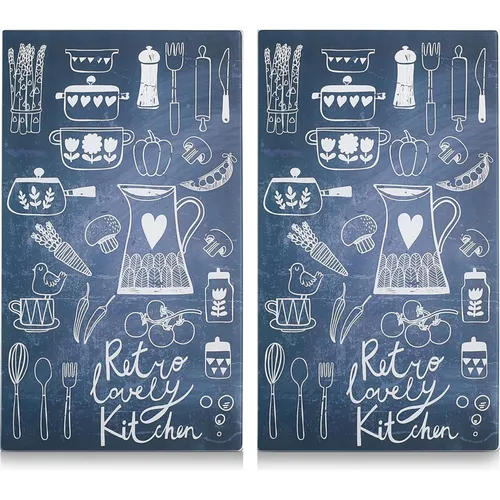 Zeller 26308 Herdabdeck- und Schneideplatten Lovely Kitchen - Hackbretter aus ESG-Sicherheitsglas, schnittfest und hygienisch, hitzebeständig bis 220° C, ideal zum Abdecken und Schneiden auf abgekühlten Kochfeldern.