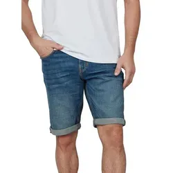 Tom Tailor Herren Jeans Shorts Josh Slim Fit Blau - Herren-Shorts im Regular Slim Fit, aus elastischem Material für optimalen Komfort. Ideal für den Sommer, vielseitig kombinierbar und in Übergrößen erhältlich.