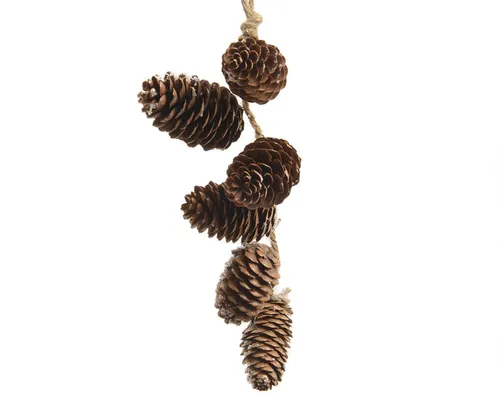 Kaemingk Christbaumschmuck, Tannenzapfen Deko an Jute Kordel zum Aufhängen 7,5x20cm natur braun