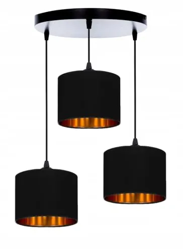 Home Deco Deckenlampe Schwarz Lampe Leuchte aus Velours Vintage Modern E27 Designerlauchte 3-flammig N230-ER3