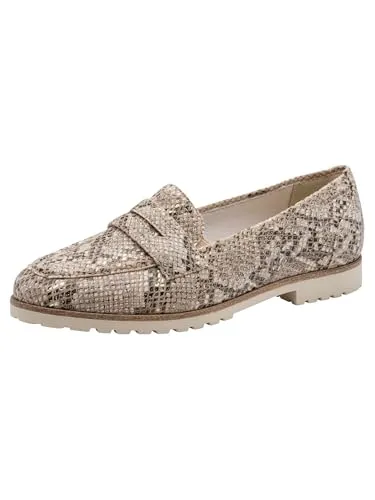 Tamaris Slipper Blockabsatz im angesagten Animal-Look - Modischer Schlupfschuh in Beige mit Reptilienprägung. Ideal für Büro und Freizeit, bietet er durch den gepolsterten Innensohlenkomfort und einen stabilen Blockabsatz.
