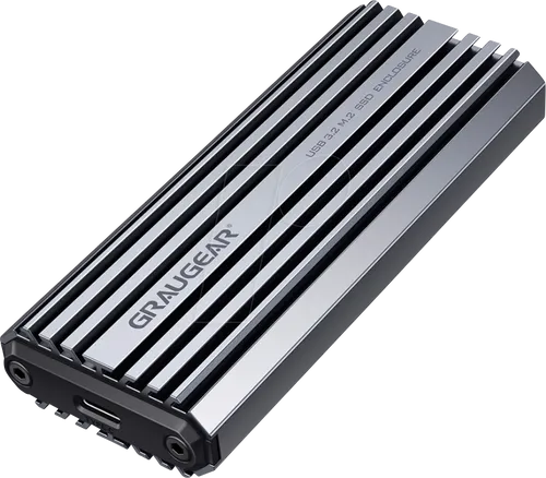 GRAUGEAR M2 SSD Gehäuse aus Aluminium - Schnelle 10Gbit/s Übertragung - Gehäuse für M.2 NVMe SSDs, spritzwassergeschützt (IP66) und mit effizienter Kühlung, ideal für unterwegs und anspruchsvolle Umgebungen.