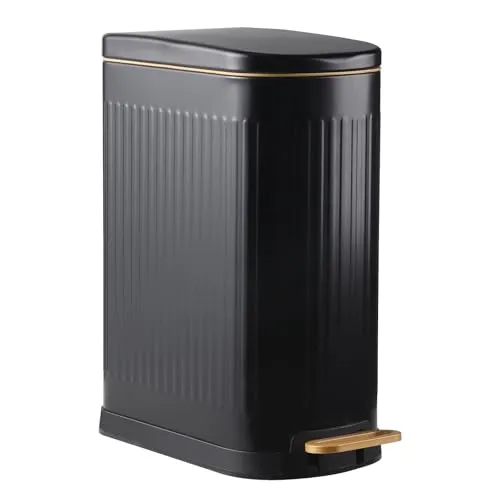 ELPHECO Mülleimer Treteimer 13 Liter Tretmülleimer, Edelstahl Mülleimer mit Deckel, Schlanker Metall-Abfalleimer für die Toilette, Kleiner Soft Close mit herausnehmbarem Einsatz, Rechteckig