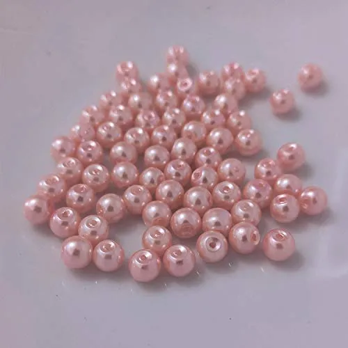  Glasperlen - Bastelperlen aus Glas rund - 30 Farben mit Loch Perlen zum Basteln auffädeln Armbänder Traumfänger bunt Set DIY mini kleine große Kinder Bastelperlen Schmuck 4 mm / Rosa/Babyrosa