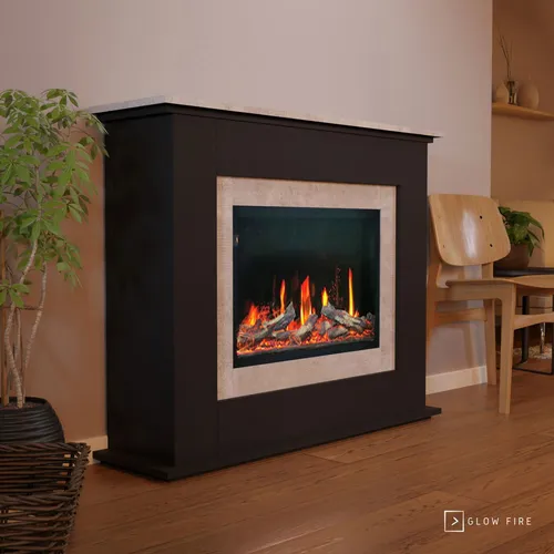 Glow Fire SCM-5 Elektrokamin mit App-Steuerung - Eleganter Elektrokamin mit realistischem LED-Glutbett und regulierbarer Heizfunktion. Genießen Sie 3 Flammenfarben und eine stimmungsvolle Tonkulisse für gemütliche Abende.