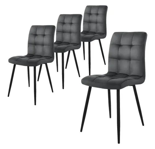 ML-DESIGN Esszimmerstuhl mit Rückenlehne – 4er Set, Anthrazit Samtbezug - Stühle in elegantem Anthrazit mit bequemen Samtbezug, ideal für Esszimmer und Wohnzimmer. Leicht zu reinigen und stilvoll.