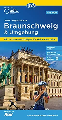 ADFC-Regionalkarte Braunschweig und Umgebung, 1:75.000, mit Tagestourenvorschlägen, reiß- und wetterfest, E-Bike-geeignet, GPS-Tracks-Download (BVA ADFC Regionalkarte)