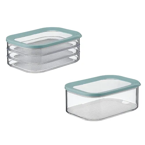 Mepal 2-tlg. Frischhaltedosen Starter-Set Meat and Cheese Modula - Plastikaufbewahrungsbehälter, BPA-frei und wiederverwendbar, ideal für die Aufbewahrung von Käse und Aufschnitt in Nordic Green.