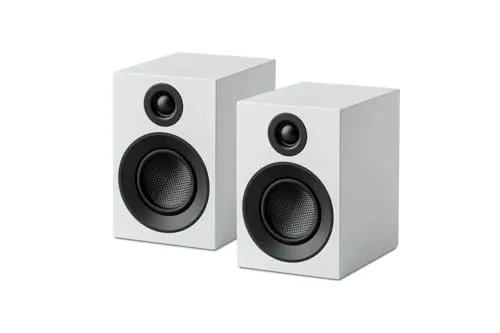 Pro-Ject Speaker Box 3 E Carbon - HiFi-Regallautsprecher Satin White - Standlautsprecher mit Kohlefaser-Bassmembran für präzisen Klang und kompaktes Design, ideal für Musikliebhaber und Heimkino-Enthusiasten.