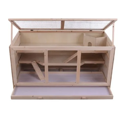 PawHut D2-0041 Mäuse/Nagerkäfig Chinchilla Hamster Holz, Natur