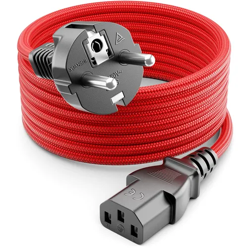 Produktbild 10m Kaltgerätekabel Nylon Typ F auf C13 Netzkabel Stromkabel Kaltgeräte Kabel