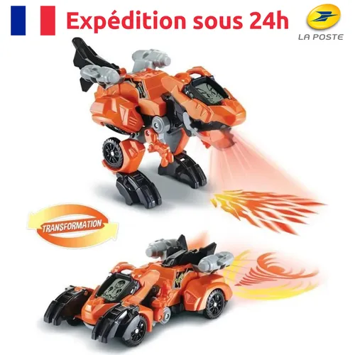 VTech Switch & Go Dinos Fire - Furtx, Super T-Rex - Spielfiguren: Faszinierender Super T-Rex, der sich in einen Rennwagen verwandelt, mit über 30 Sätzen und realistischen Soundeffekten für spannenden Spielspaß ab 4 Jahren.