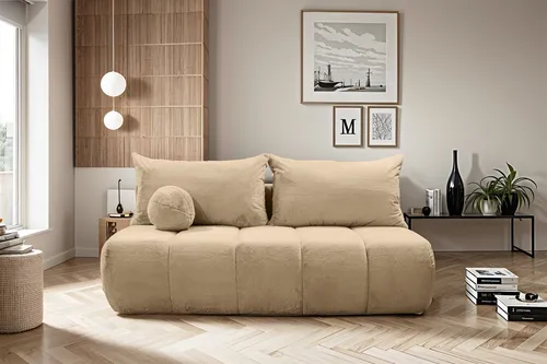 Schlafsofa Designersofa ANZIA 3-Sitzer in Stoff Bunny Taupe in braun von Fun Möbel