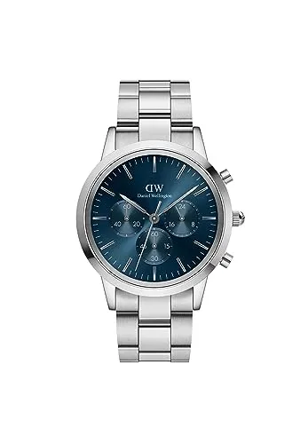 Daniel Wellington Iconic Chronograph Link Arctic S - Elegante Damenuhr aus Edelstahl mit Wechselarmband, 42 mm Gehäuse und strahlendem Arktis-Blau, ideal für jeden Anlass.
