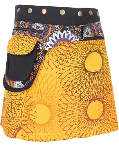 Wickelrock Fusion Mandala - Gelb - Röcke, fair gehandelt in Nepal, aus 100% Baumwolle, ideal für alternative Bekleidung und ganzjährig tragbar.