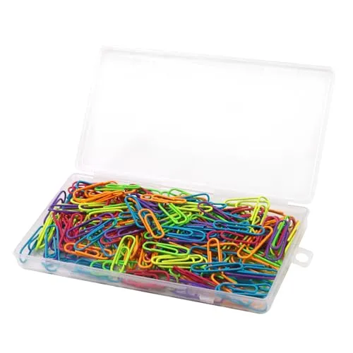 Coideal Büroklammern Bunt Klein, 200 Stück Büroklammer Neon Gummiert, Farbige Büroklammern Beschichtet für Büro Dateien Schule Papier (29 mm)