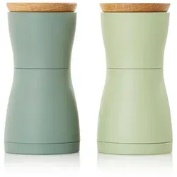 AdHoc MP129 Set Salzmühle und Pfeffermühle Twin - Elegantes Design in Dunkel- und Hellgrün - Küchenhelfer mit stufenloser Mahlgradeinstellung und hochwertigem CeraCut® Keramikmahlwerk für perfekten Geschmack ohne Krümel.
