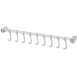 Intirilife Edelstahl Küche Hängeleiste mit 9 Haken - Küchen Reling Hängeleiste Küchenstange Wandhalterung