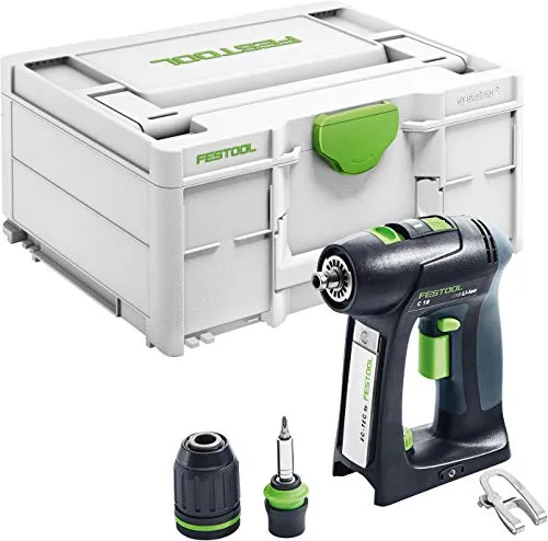 Festool Akku-Bohrschrauber C 18 Li-Basic - 574737 - Akkuschrauber mit 2 Gängen, ideal für Holz- und Stahlbohrungen. Max. Drehmoment bis zu 45 Nm für effizientes Arbeiten.