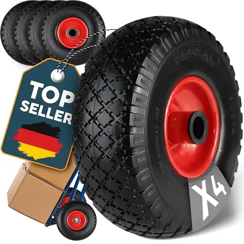 FROSAL Ersatzrad 260×75 mm – pannensicheres PU-Rad mit Stahlfelge – zentrische Nabe Ø25×75 mm – für Bollerwagen, Sackkarre & Transportkarre – wartungsfrei & langlebig