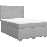 vidaXL Boxspringbett mit Matratze 140x200 cm - Hellgrau - Bequeme Boxspringbett mit Taschenfederkernmatratze und LED-Beleuchtung für ein individuelles Schlafzimmerambiente. Ideal für erholsame Nächte und maximalen Komfort.