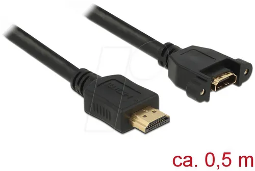 Delock HDMI-Kabel A->A St Bu z.Einbau 4K 30Hz 0.50m schwarz - High Speed HDMI mit Ethernet, ideal für professionelle Installationen und Heimkino-Enthusiasten