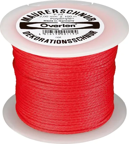 Overmann 002302000301000AA Maurerschnur 2 mm x 100 m aus Polyethylen, Rot