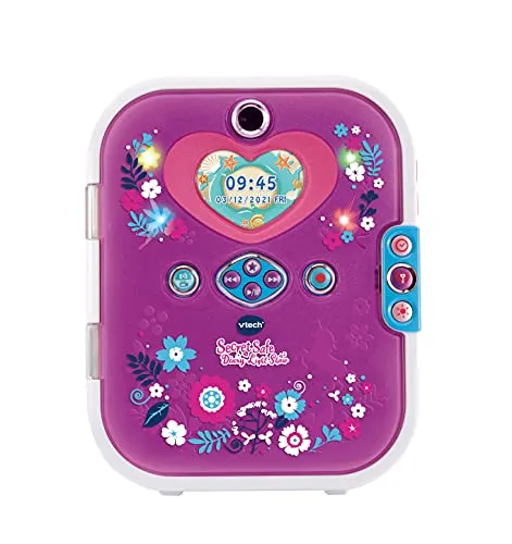 Vtech Purple Secret Safe Diary Light Show, Interaktives Mädchen Tagebuch, Geheimes Tagebuch für Mädchen mit Gesichtserkennung, Fotos & mehr, Geschenke für Mädchen mit Spielen, Alter 5, 6, 7+ Jahre
