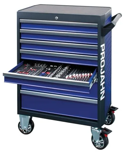 Bestückter Werkstattwagen GALAXY - 210-tlg. Set mit 7 Schubfächern - Werkstatteinrichtung mit 210-tlg. Bestückung für professionelle Werkstätten; ideal organisiert für schnellen Zugriff auf Werkzeuge und Zubehör.