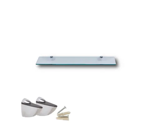 HOOZ Wandregal aus Sicherheitsglas mit Halterung - Klarglas - 40 x 13 x 0,6 cm, 1-tlg., mit geschliffenen Kanten