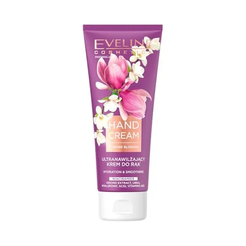 Eveline Cosmetics Flower Blossom Tiefenbefeuchtende Handcreme mit Orchideenextrakt, Niacinamid, Urea & Hyaluronsäure